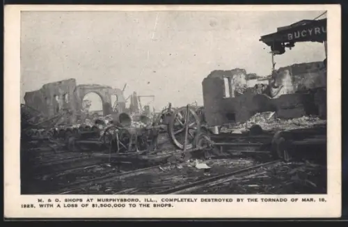 AK Murphysboro, IL, M. & O. Shops completely destroyed by the tornado of March 18, 1925, Unwetter