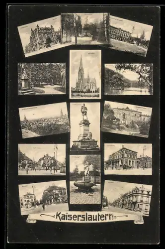 AK Kaiserslautern, Marienkirche, Bismarck-Denkmal und verschiedene Ortsansichten
