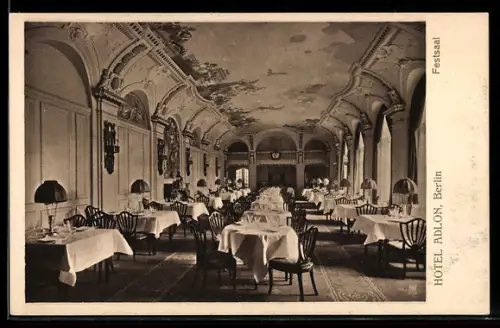 AK Berlin, Hotel Adlon, Festsaal mit Deckengemälde