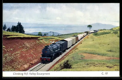 AK Climbing Rift Valley Escarpment, englische Eisenbahn