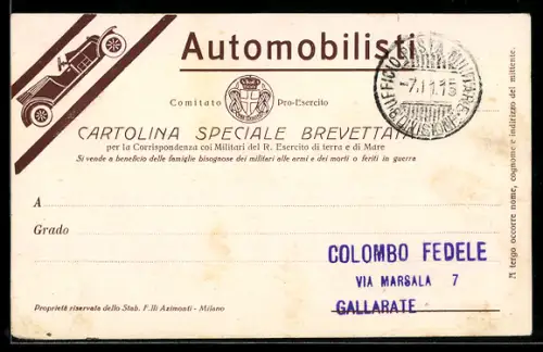 AK Automobilisti, Italienisches Cabriolet-Automobil