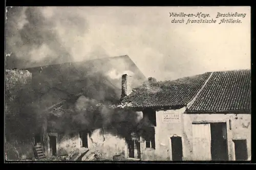 AK Vieville-en-Haye, Durch Artillerie beschossene Häuser