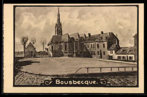 AK Bousbecque, Kirche und Marktplatz