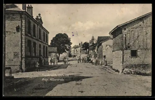 AK Vrizy, Soldaten in der Kaiserstrasse