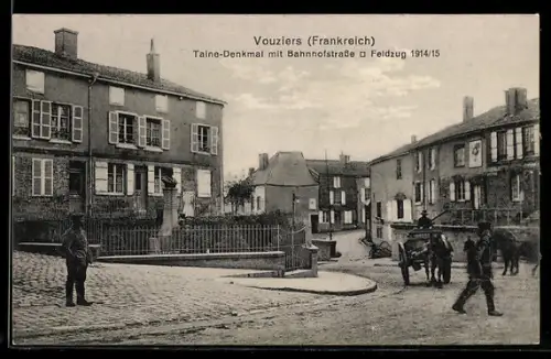 AK Vouziers, Taine-Denkmal mit Bahnhofstrasse