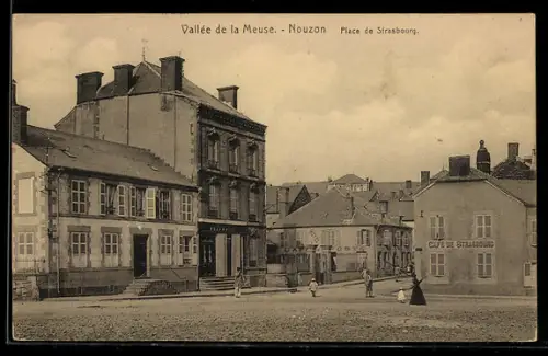 AK Nouzon, Place de Strasbourg, Cafe