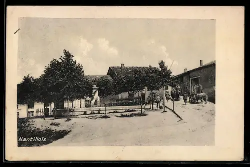 AK Nantillois, Dorfstrasse mit Häusern und Bäumen