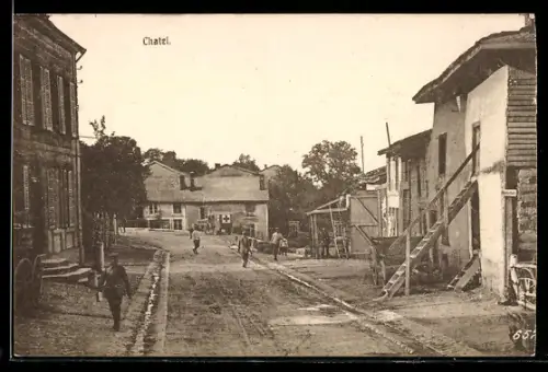 AK Chatel, Dorfstrasse mit Häusern