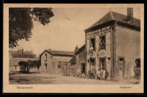 AK Bazancourt, Kirchplatz mit Cafe Billard