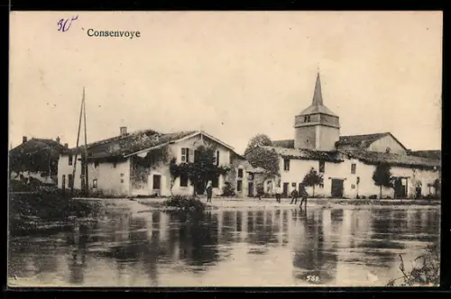AK Consenvoye, Dorfansicht mit Kirche am Fluss