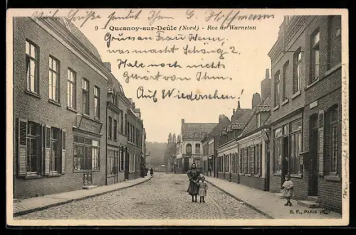 AK Quesnoy-sur-Deûle /Nord, Rue de Warneton