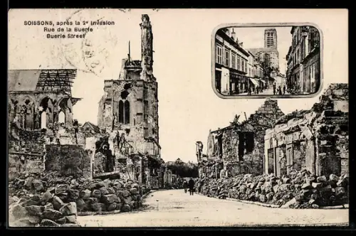 AK Soissons, Après la 2e invasion Rue de la Buerfe Buerle Street