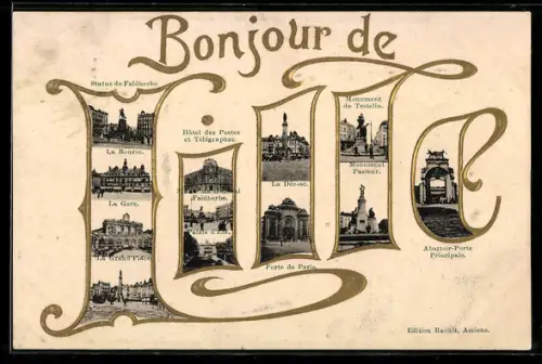 AK Lille, Monument Pasteur, Abattoir-Porte Principale, Porte de Paris