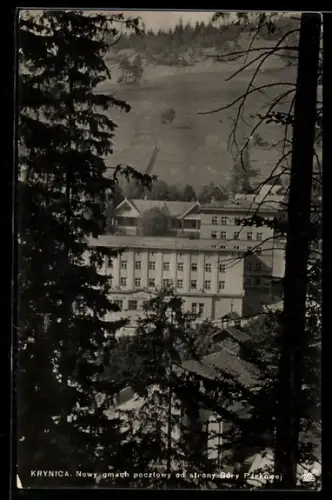 AK Krynica, Nowy gmach pocztowy od strony Góry Parkowej
