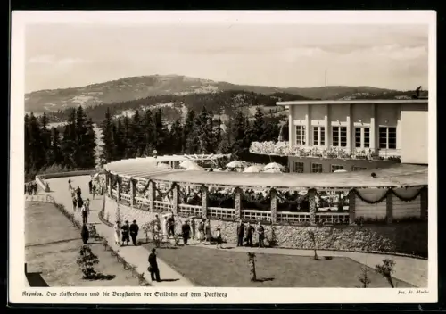 AK Krynica, Das Kaffeehaus und die Bergstation der Seilbahn auf dem Parkberg