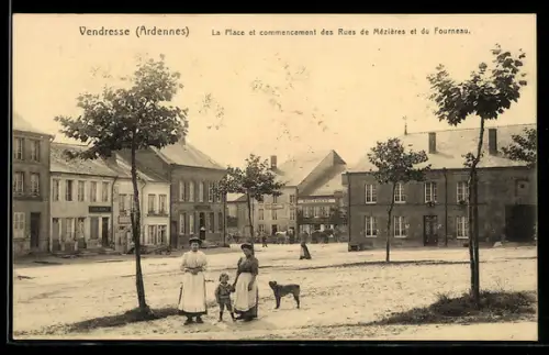 AK Vendresse /Ardennes, La Place et commencement des Rues de Mézières et du Fourneau