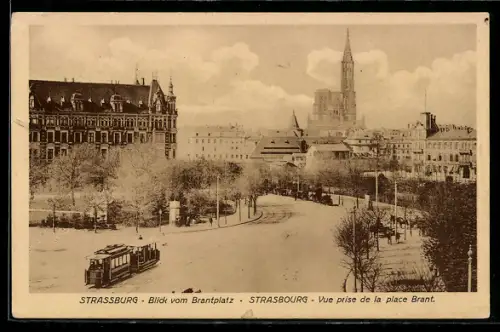 AK Strassburg, Blick vom Brantplatz, Strassenbahn