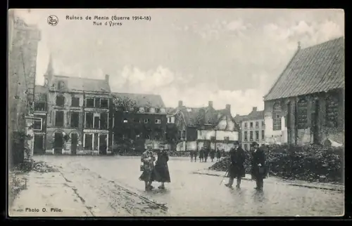 AK Menin, Ruines de Menin, Rue d`Ypres
