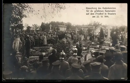 AK Vouziers, Einweihung des Gedenksteines für die gefallenen Kameraden am 22.10.1914