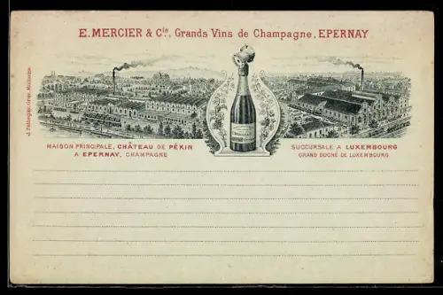 Lithographie Epernay, Maison principale, Château de Pékin, Champagne