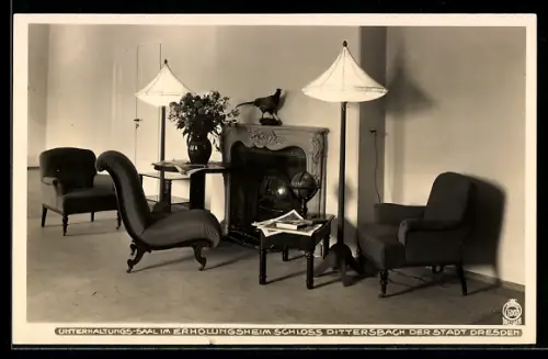 Foto-AK Walter Hahn, Dresden, Nr. 5007: Dittersbach, Erholungsheim Schloss Dittersbach d. Stadt Dresden