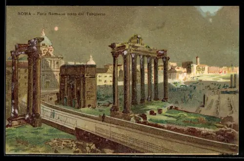 Lithographie Rom, Foro Romano visto dal Tabulario