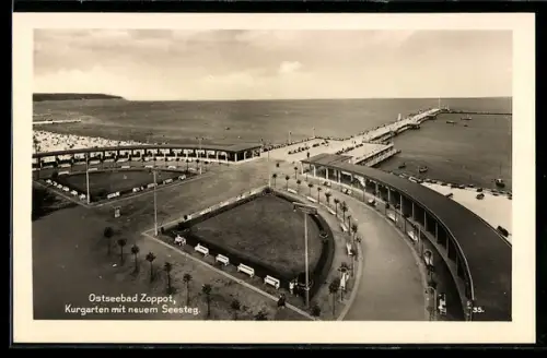 AK Zoppot, Kurgarten mit neuem Seesteg