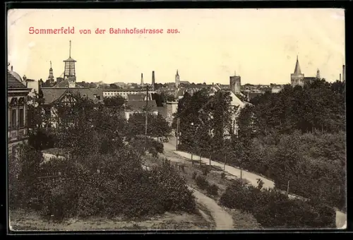 AK Sommerfeld, Ortsansicht von der Bahnhofsstrasse aus
