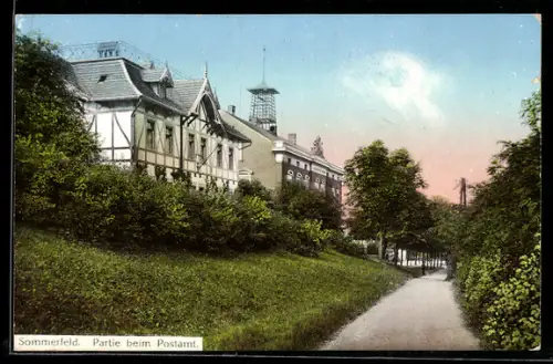 AK Sommerfeld / Lubsko, Partie beim Postamt, Strassenpartie