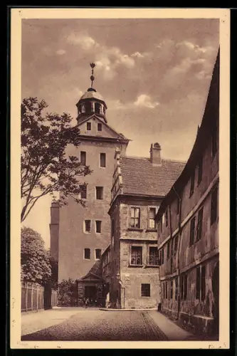 AK Stettin, Ritterstrasse mit Eingang zur Schlosskirche in der Altstadt