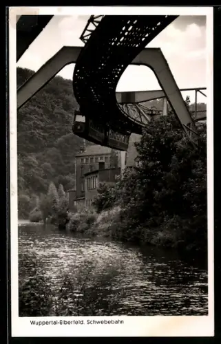 AK Wuppertal-Elberfeld, Schwebebahn, Flusspartie