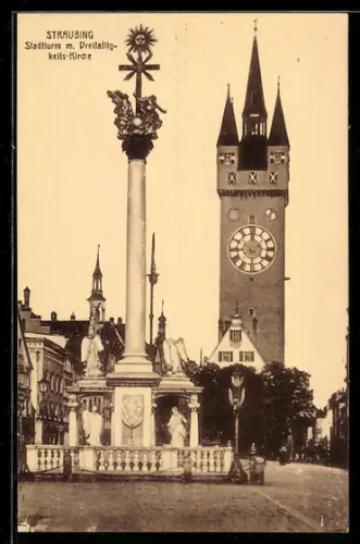 AK Straubing, Stadtturm mit Dreifaltigkeitskirche