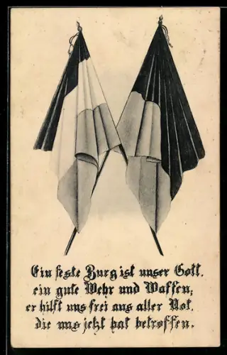 AK Deutsche Nationalfahne und Habsburger Fahne, Zweibund