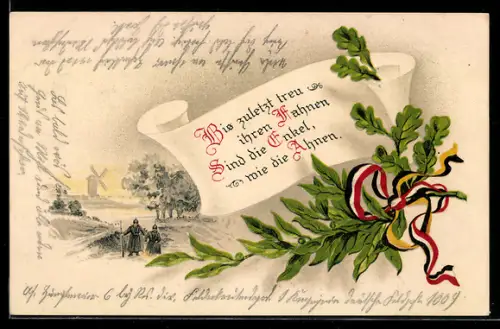 AK Spruch: Bis zuletzt treu ihren Fahnen sind die Enkel, wie die Ahnen