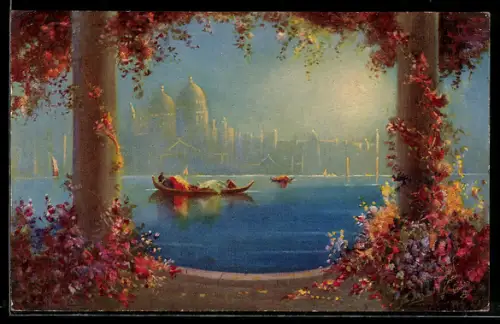 Ölgemälde-Imitations-AK The Blue Lagoon