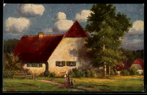 Künstler-AK Degi Nr. 1150: Ein sonniger Tag, Landidyll