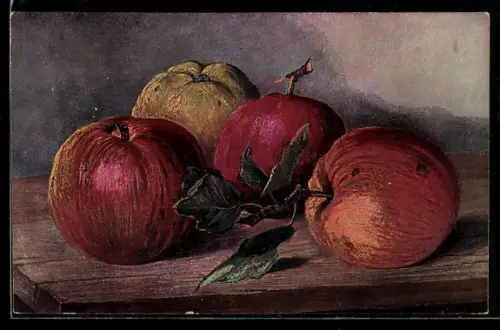 Ölgemälde-Imitations-AK Äpfel auf einem Tisch