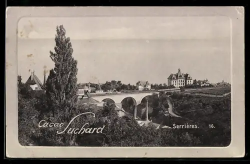 AK Serrieres, Teilansicht mit Brücke