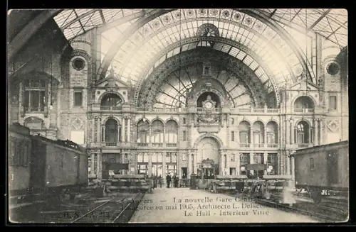 AK Anvers, La nouvelle Gare Centrale, Le Hall, Innenansicht des Bahnhofs