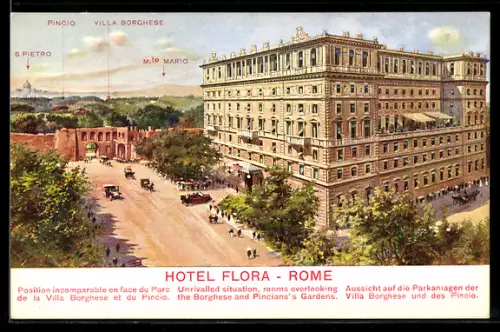 Künstler-AK Rome, Hotel Flora