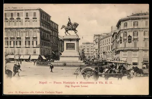 AK Napoli, Piazza Municipio e Monumento a Vit. Em. II.