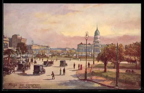 Künstler-AK Buenos Aires, Plaza del Congreso