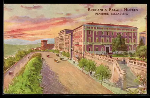 Künstler-AK Perugia, Brufani & Palace Hotels, Pensione Bellavista