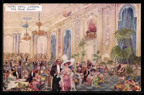 Künstler-AK London, Hotel Cecil, The Palm Court