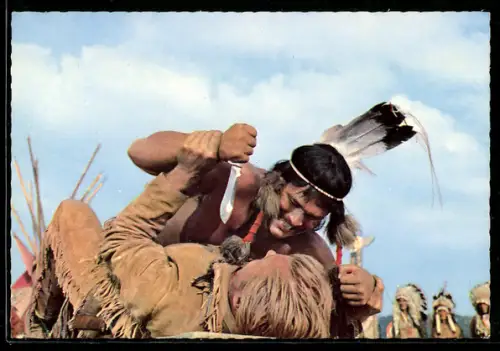 AK Der Schatz im Silbersee, Old Shatterhand kommt zu Fall...