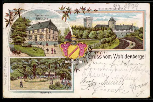 Lithographie Holle, Restaurant Riechers, Schloss Wohlderberg