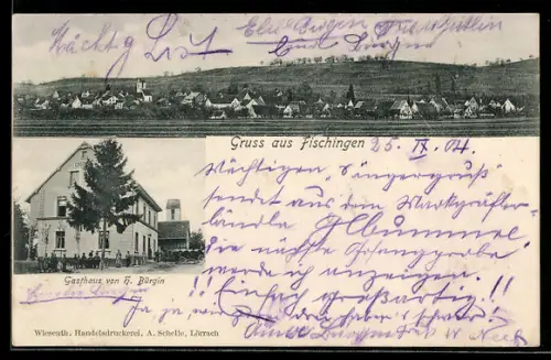 AK Fischingen, Gasthaus von H. Bürgin, Teilansicht