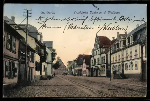 AK Gross Gerau, Frankfurter Strasse mit dem Stadthaus