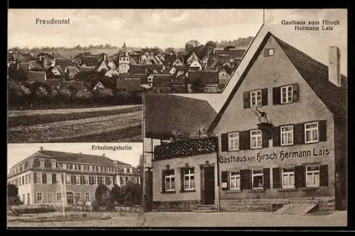 AK Freudental, Gasthaus zum Hirsch, Teilansicht, Erholungsheim