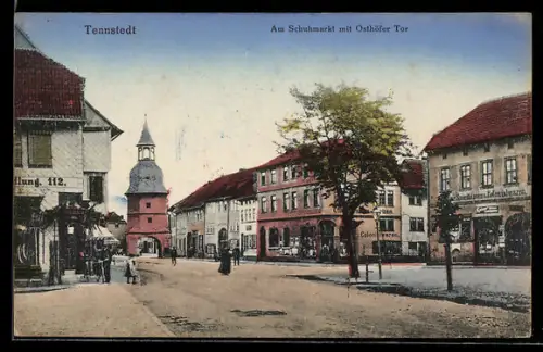 AK Tennstedt, Schuhmarkt mit Osthöfer Tor